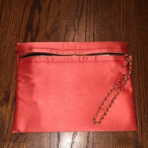 Oversized Coral Satin Clutch